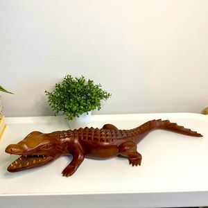 Vintage Carved Wooden Crocodile